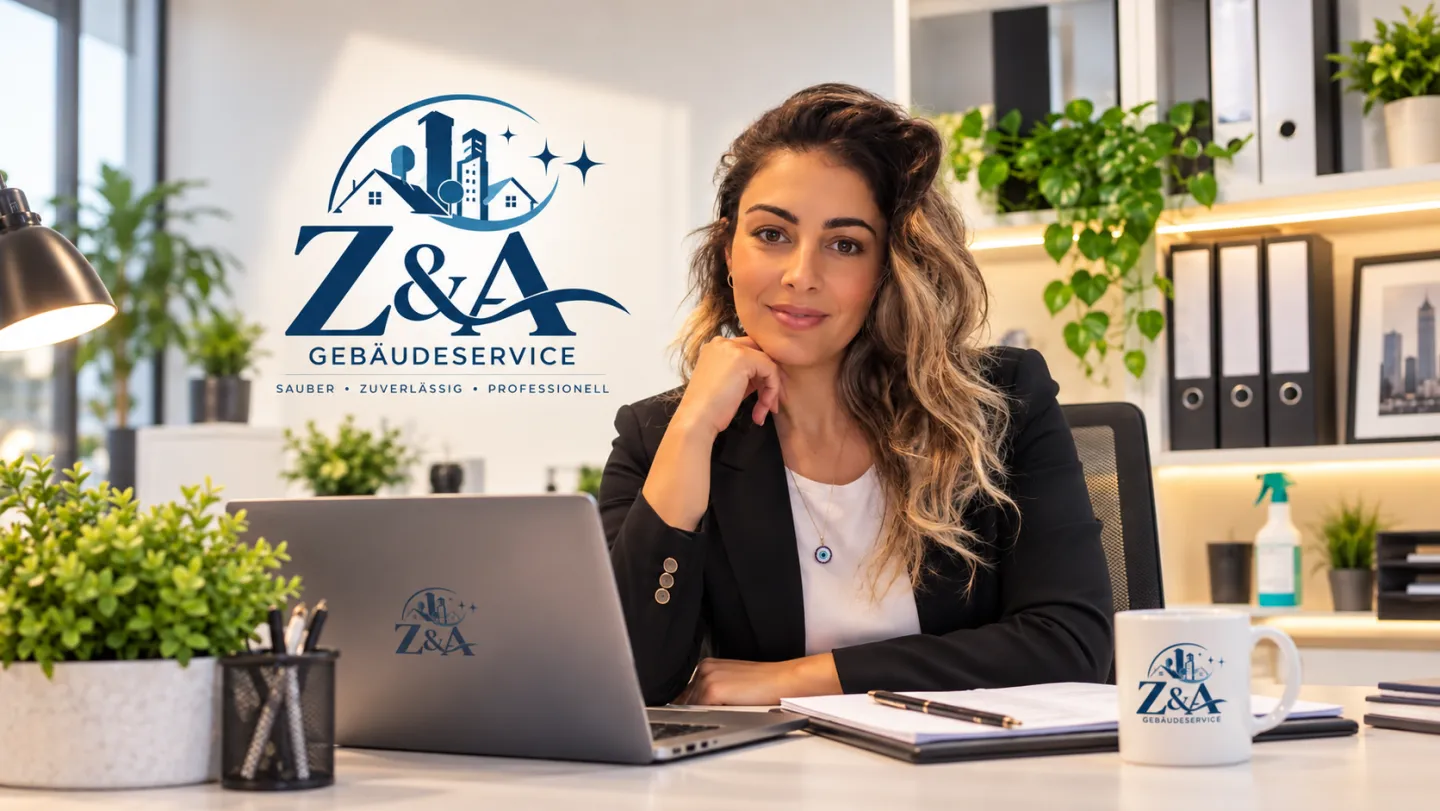 Gründerin von Z&A Gebäudeservice im Büro in Heidelberg